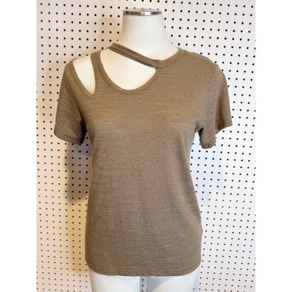 LNA Tops - LNA | Olive Brown Asymmetrical Cutout Short Sleeve Slub Jersey Tee Size S